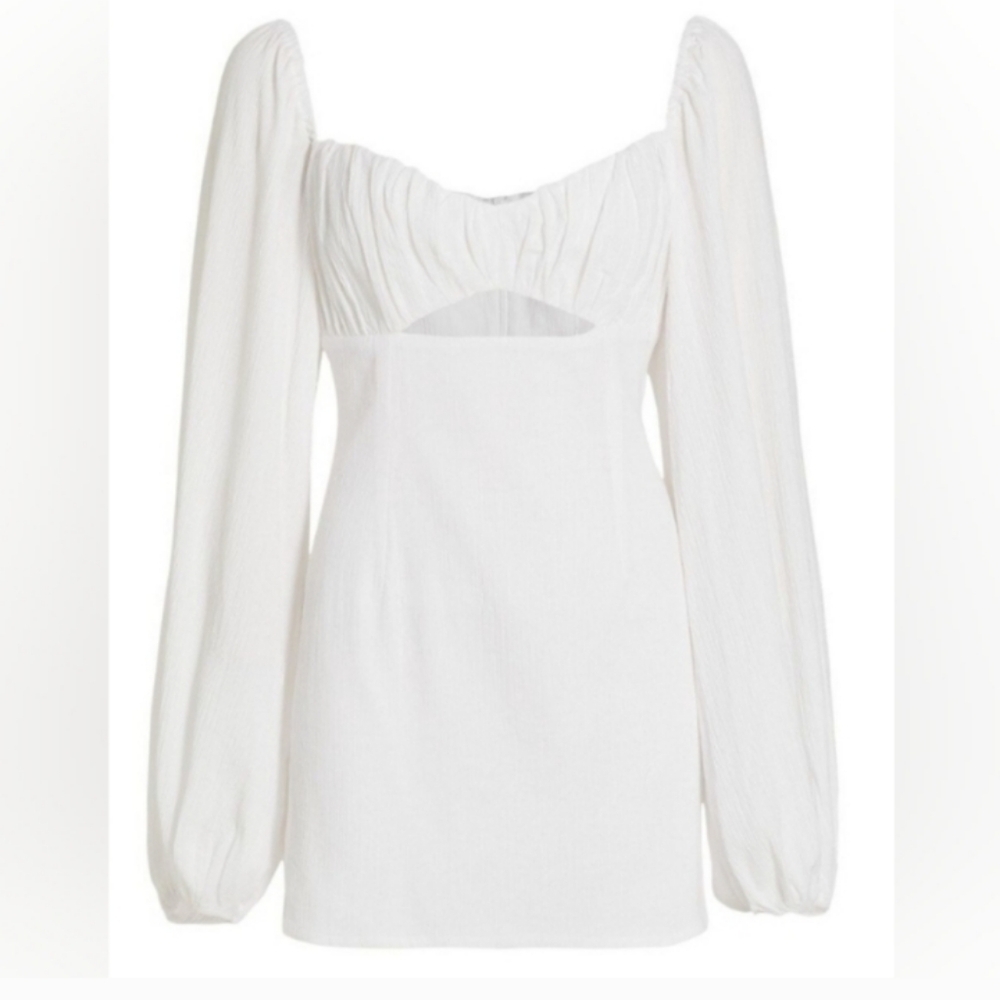 NWT Rumer Camille cut-out Long Sleeve Mini Dress SZ XS White REVOLVE